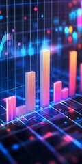 Poster - futuristic digital bar chart: insights and trends in data visualization and analysis