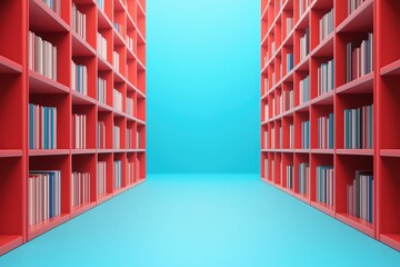 Poster - Futuristic Digital Library Design with AI Search Assistance in Colorful Environment