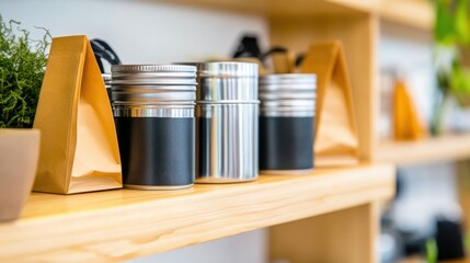 Poster - Minimalist Zero-Waste Grocery Storage Modern Sustainable Design with Metal Containers and Eco-Friendly Packaging for Conscious Consumer Lifestyles