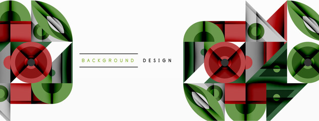 Aufkleber - Geometric abstract composition with intersecting shapes, circles, triangles, and gradients, blending vibrant colors and dynamic contrasts to create a modern, futuristic visual design