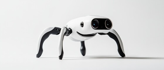 Aufkleber - Minimalist AI Pet Companion Sleek Robotic Interaction Design for Smart Home Technology - Innovative Emotional Support and Pet Monitoring Gadget