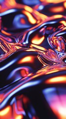 Poster - Abstract Colorful Fluid Motion with Bright Shiny Reflections