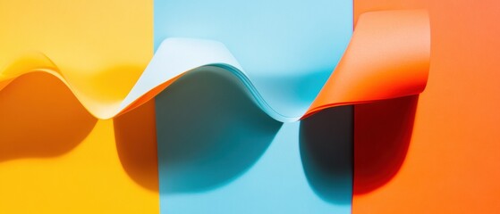 Poster - Abstract Geometric Color Block Design Minimalist Contemporary Art with Fluid Paper Curves - Dynamic Visual Communication and Creative Brand Storytelling