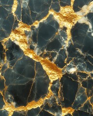 Poster - Luxurious black marble texture with golden veins elegant backdrop capturing natural stone beauty and sophisticated design for premium aesthetic