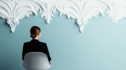 Poster - Minimalist Elegance Meets Baroque Grandeur Sophisticated Corporate Design Narrative Exploring Architectural Heritage and Contemporary Workspace Psychology