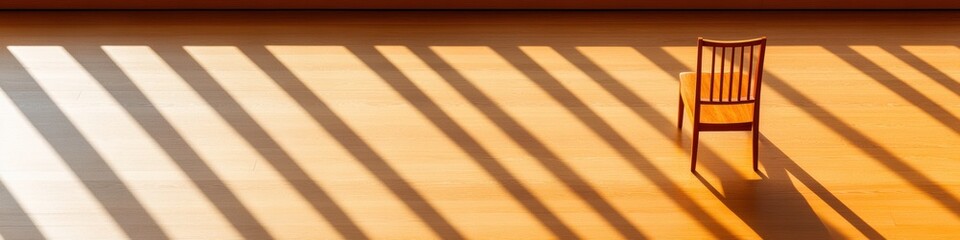 Aufkleber - Minimalist Solitude Golden Hour Shadow Play - Architectural Design Narrative Exploring Spatial Emptiness, Modern Aesthetic Deconstruction and Emotional Stillness