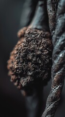 Poster - Close-Up of Textured Organic Material Against Dark Background