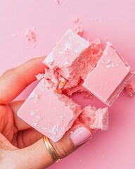 Aufkleber - Pastel Gourmet Innovation Viral Pink Turkish Delight with Artisanal Texture - Next-Gen Confectionery Experience for Digital Foodies and Aesthetic Cuisine Lovers