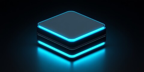 Poster - A sleek, futuristic glowing square design with a neon edge on a dark background, creating an impactful visual effect for modern aesthetics or creative projects.