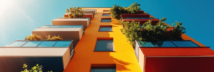 Poster - Urban Green Living Revolution Vibrant Eco-Friendly Residential Architecture Showcasing Vertical Gardens, Sustainable Design and Modern Architectural Innovation
