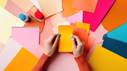 Leinwandbilder - Vibrant Creative Workflow Gen Z Color Block Design Process Showcasing Dynamic Digital Collaboration and Hands-On Artistic Exploration for Modern Content Creators