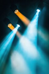 Aufkleber - Immersive Stage Lighting Design Cinematic Turquoise and Amber Bokeh Beams Capturing Next-Gen Entertainment Aesthetics and Sensory Performance Experiences