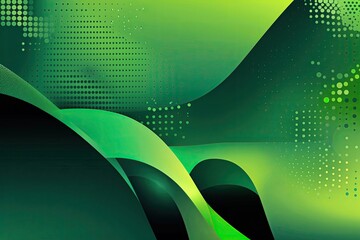 Poster - Contemporary Abstract Green Gradient Background Banner with Halftone Dots