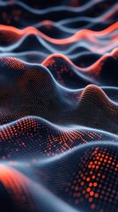 Poster - a blurry image of a wave with orange and blue colors. the image has a dreamy and surreal feel to it
