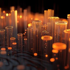 Poster - Stunning abstract visualization featuring light columns and glowing particles, creating a dynamic atmosphere. Perfect for technology, data, and creative projects.