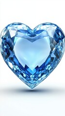 Poster - Captivating Heart Shaped Aquamarine Gemstone Sparkling with Faceted Brilliance on a Clean White Background