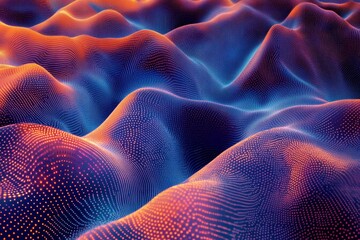 Poster - A colorful, abstract image of a mountain range with a blue and orange hue