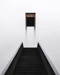 Poster - Liminal Architectural Perspective Minimalist Geometric Staircase Exploring Spatial Transitions and Contemporary Design Narrative