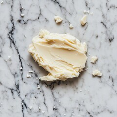 Poster - Creamy Butter Swirl on Elegant Marble Surface Evoking Culinary Delight and Gourmet Cooking Ingredient Close Up Shot with Soft Lighting