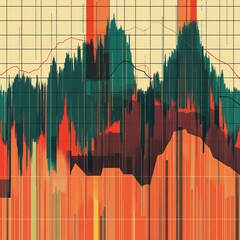 Poster - dynamic business graph with multi-colored financial data visualization and market trends