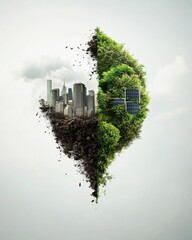 Aufkleber - Urban Metamorphosis Transformative Climate Solutions - Eco-Innovative Visual Narrative of Sustainable City Transition and Green Technology Renaissance