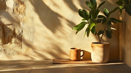 Poster - An elegant minimalistic abstract light beige background is perfect for showcasing products