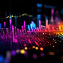 Poster - colorful data visualization with dynamic 3d graphs and innovative technology design