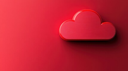 Poster - Vibrant Minimalist Cloud Computing Concept Bold Red Digital Infrastructure Visualization for Next-Gen Tech Branding and Cyber Security Innovation