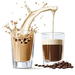 Poster - Creamy Coffee Splash: A Delightful Beverage Illustration