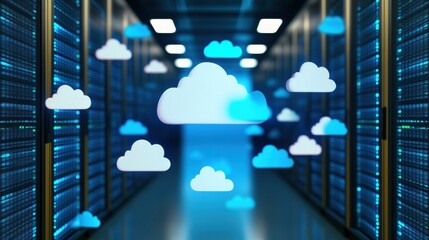 Fototapete - Quantum Cybersecurity Visualization Immersive Cloud Infrastructure Network with Advanced Digital Protection Paradigms for Enterprise Digital Transformation