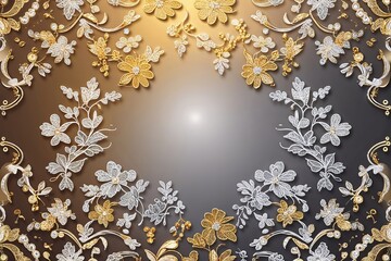 Poster - Elegant Lace Outlines in a Luxurious Gold and Silver Gradient for Classy Vector Design