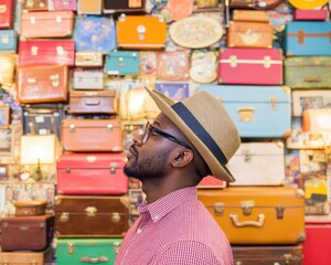Aufkleber - Nostalgic Wanderlust Vintage Suitcase Gallery Showcasing Retro Travel Culture and Millennial Aesthetic Storytelling for Modern Explorers