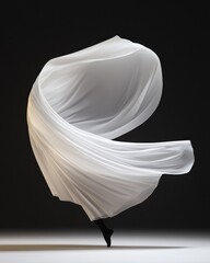 Poster - Ethereal Motion Minimalist Sculptural Dance Performance Capturing Fluid Dynamics and Contemporary Artistic Expression in Pure White Textile Movement