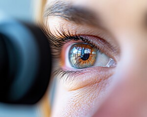 Fototapete - Precision Optics Innovation High-Resolution Human Eye Macro Revealing Intricate Biometric Details for Advanced Medical Technology and Digital Diagnostics