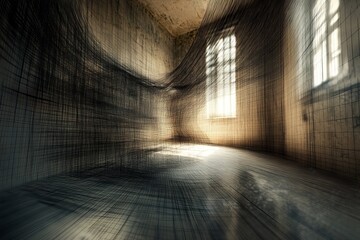 Poster - Intricate Architectural Space with Dynamic Light Patterns and Shadows