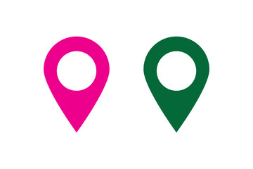 Poster - location icon set map pointer pin sign symbol red black outline destination icon place address navigation locator sign vector illustration