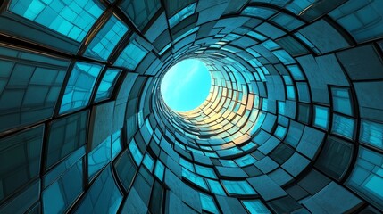 Poster - A futuristic house with abstract geometric architecture is represented in an interior design blueprint drawing, set against an urban city structure illustration for wallpaper background