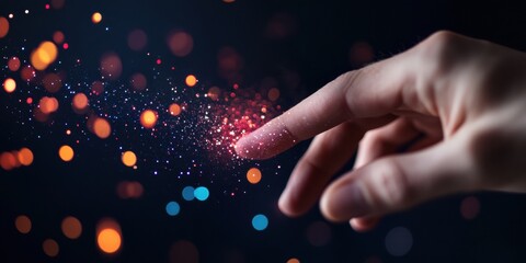 Aufkleber - Quantum Digital Interaction Immersive AI-Driven Connectivity Visualizing Human-Technology Interface with Elegant Particle Dynamics for Innovative Business Transformation