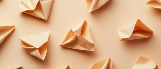 Poster - Minimalist Fortune Cookie Aesthetic Neutral Tone Origami-Inspired Culinary Design for Modern Food Content Marketing and Wellness Storytelling