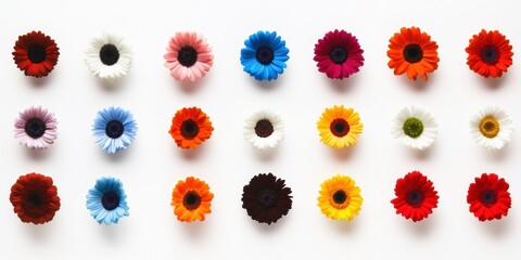 Aufkleber - Chromatic Bloom Array Minimalist Gerbera Spectrum Design for Modern Botanical Branding, Color Psychology, and Creative Visual Merchandising