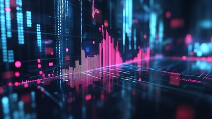 Poster - 3D Visualization of Stock Market Trends with Colorful Graph Lines