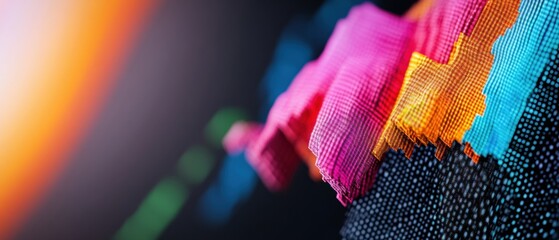 Leinwandbilder - Vibrant Quantum Textile Trends Next-Gen Digital Fabric Innovation Showcasing Cutting-Edge Metamaterial Design for Creative Industries and Sustainable Fashion Technology
