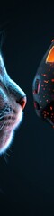Aufkleber - Cyber-Feline Interaction High-Tech Pet Innovation Meets AI Robotics - Futuristic Animal-Technology Symbiosis in Digital Wellness Era