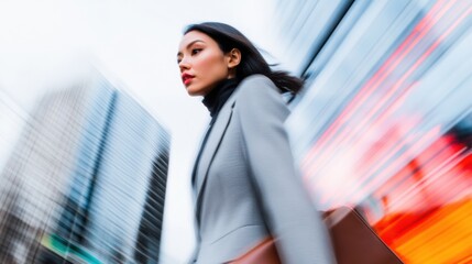 Aufkleber - Dynamic Urban Momentum Empowered Professional Woman in Motion - Next-Gen Leadership and Innovative Corporate Storytelling for Millennial Work Culture