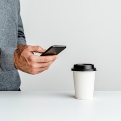 Aufkleber - Seamless Digital Mobility Minimalist Mobile Payment Experience Showcasing Professional Efficiency and Contactless Technology in Modern Workspace