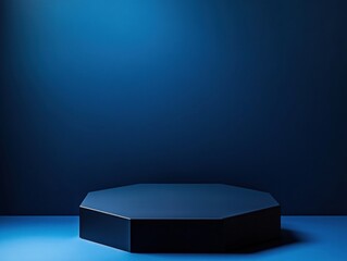 Aufkleber - Futuristic Blue Geometric Podium Sleek Minimal Product Display for Advanced Tech Branding, Digital Marketing, and Immersive Presentation Strategies