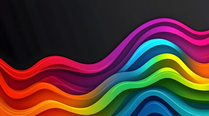 Poster - Vibrant Rainbow Waves Abstract Art: A Symphony of Colors
