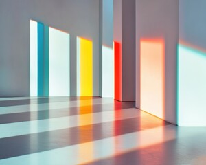 Poster - Chromatic Minimalism Prismatic Light Architecture Revealing Sensory Design Innovation for Creative Spaces and Immersive Visual Experiences