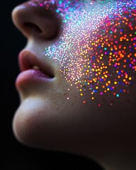 Aufkleber - Prismatic Digital Identity Holographic Glitter Freckles Revealing Cybersecurity Aesthetics for Gen Z Emotional Resilience and Tech Empowerment