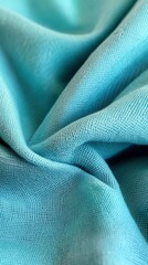 Poster - Serene Textile Texture Soft Teal Minimalist Fabric Close-Up - Modern Design Aesthetic for Wellness, Fashion, and Creative Visual Branding
